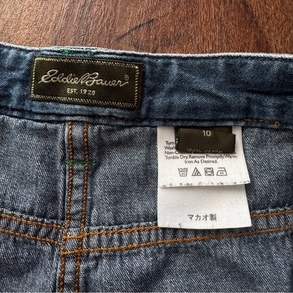 Vintage Eddie Bauer Denim Skirt Pleated Panel Cotton Jean Skirt Y2K Casual - Picture 5 of 8